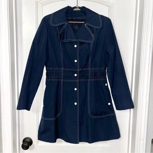 Vintage British Mist Navy Blue Trench Coat Women’s Size 11